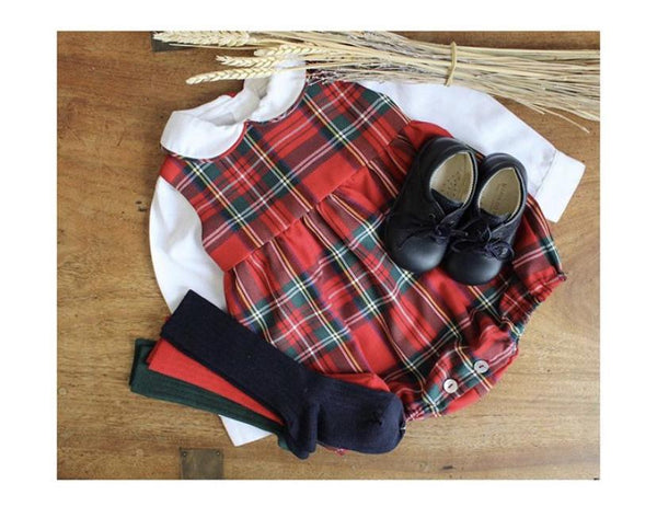 Christmas tartan romper and shirt set