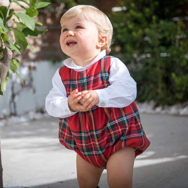 Christmas tartan romper and shirt set