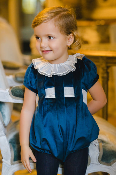 Mysterious Blue  Velvet Romper