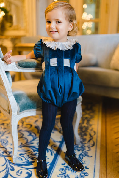 Mysterious Blue  Velvet Romper