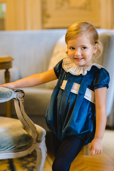 Mysterious Blue  Velvet Romper