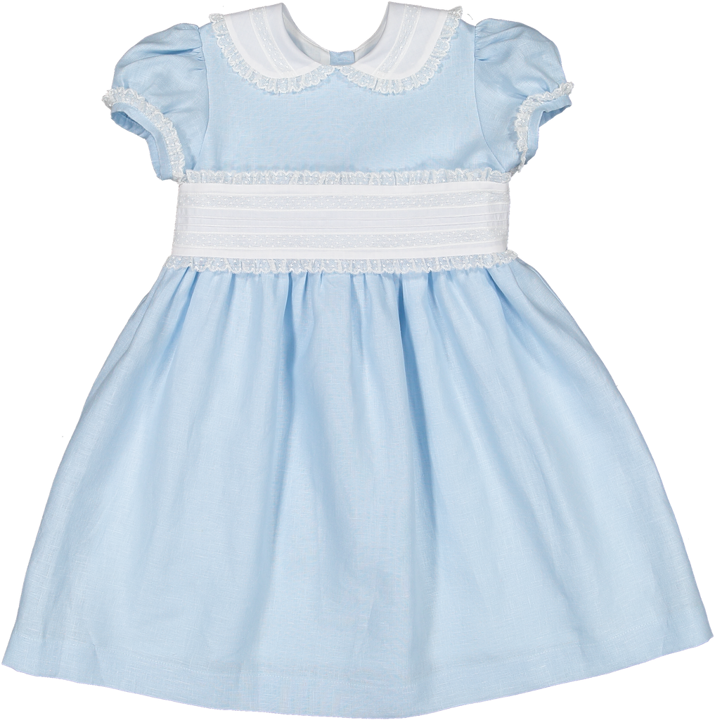 Blue linen classic dress