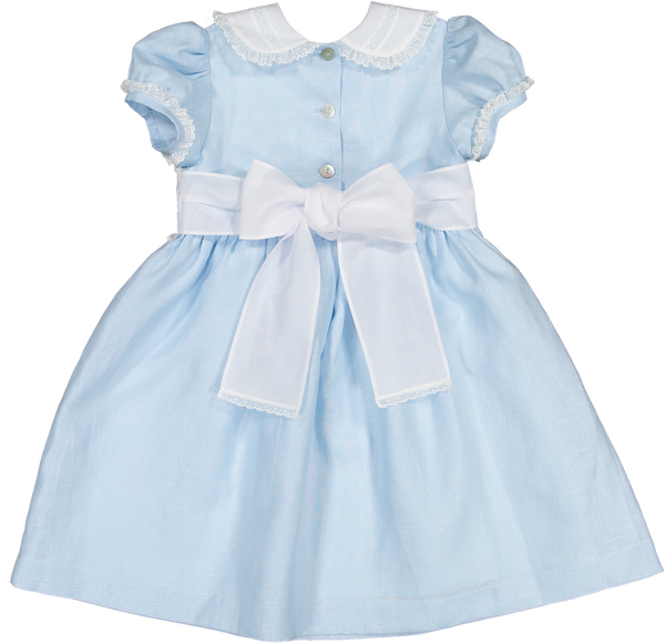 Blue linen classic dress