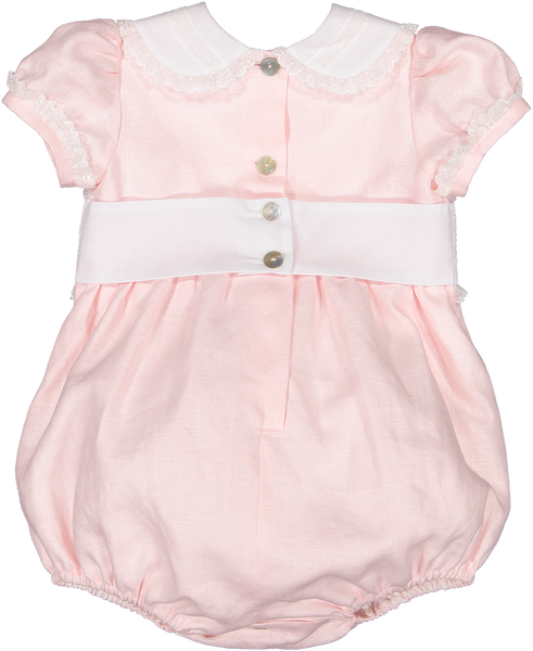 Pink linen classic romper