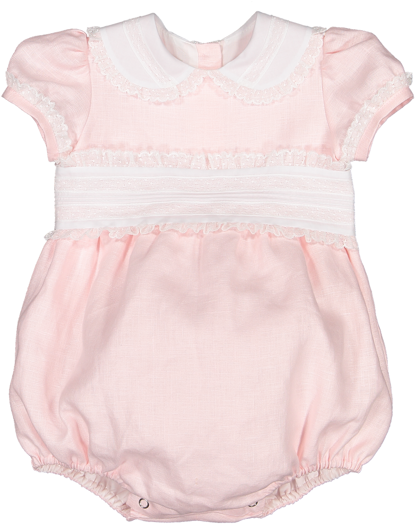Pink linen classic romper