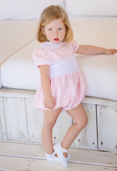 Pink linen classic romper