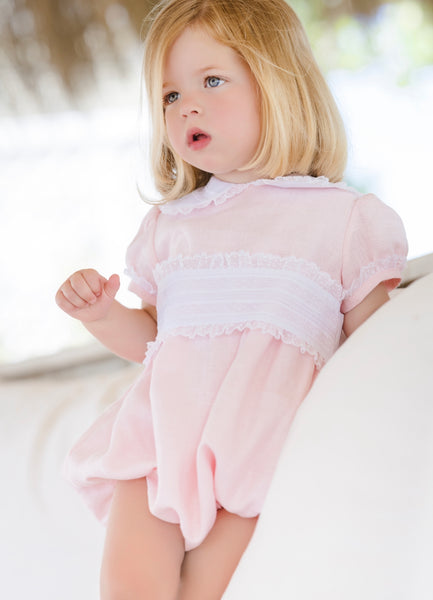 Pink linen classic romper