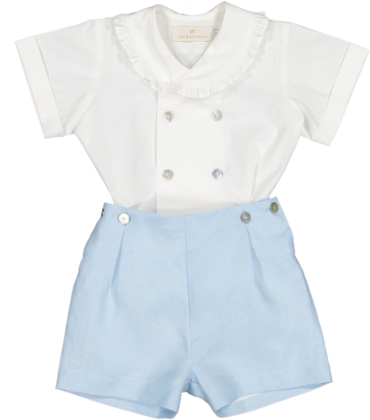 Classic Blue Linen  Baby Boy set