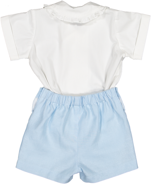 Classic Blue Linen  Baby Boy set