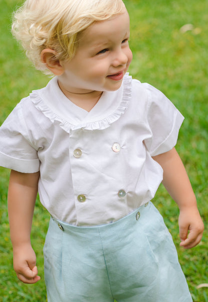 Classic Blue Linen  Baby Boy set