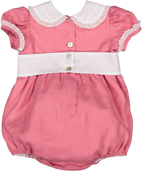 Raspberry linen classic romper