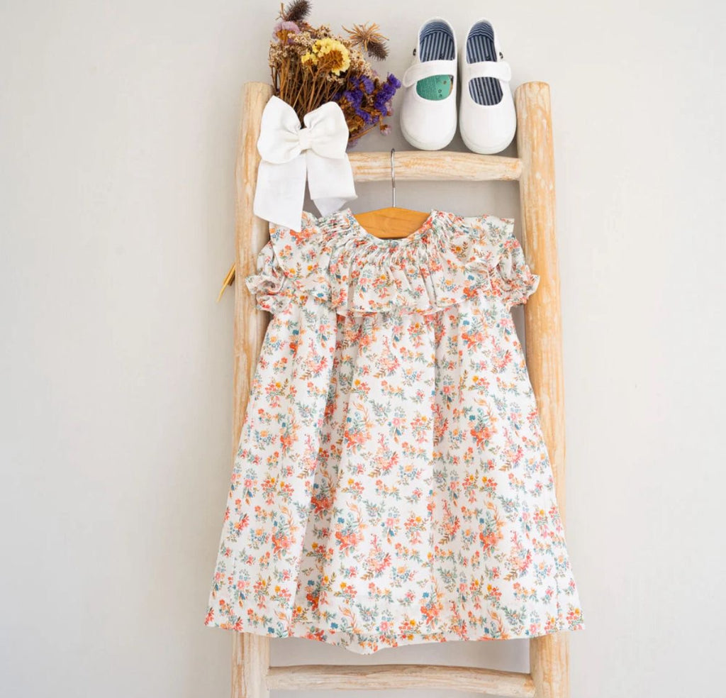 Cora Floral Dress with smocked collar