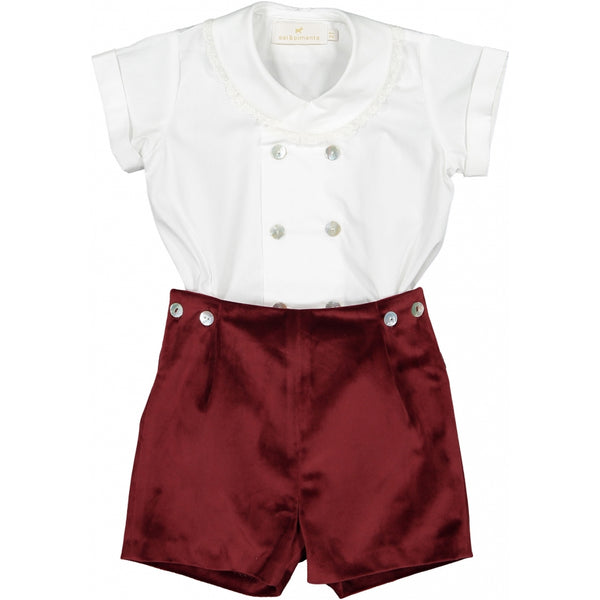 Burgundy velvet boy set