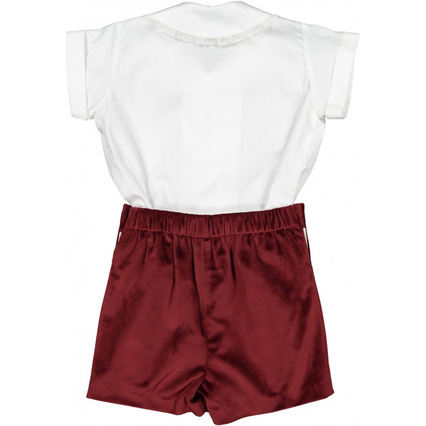 Burgundy velvet boy set