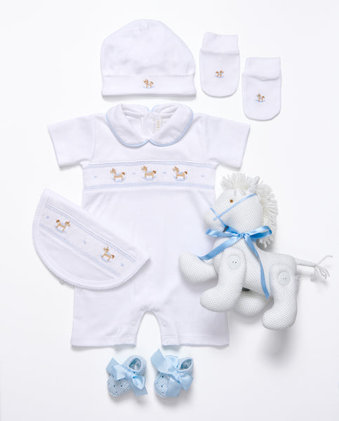 Blue Horse Hand-smocked Shortie