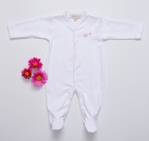 Pink Flower and Butterfly Hand-smocked Babygrow