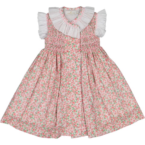 Rosy Hand-Smocked Floral Dress