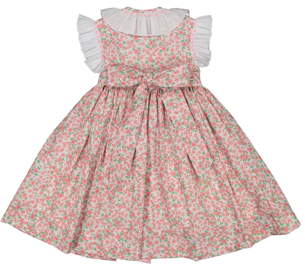 Rosy Hand-Smocked Floral Dress