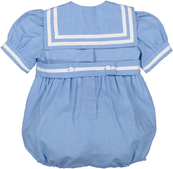 Ocean Blue Linen Romper Girl