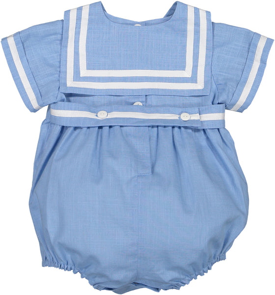 Ocean Blue Linen Romper Boy