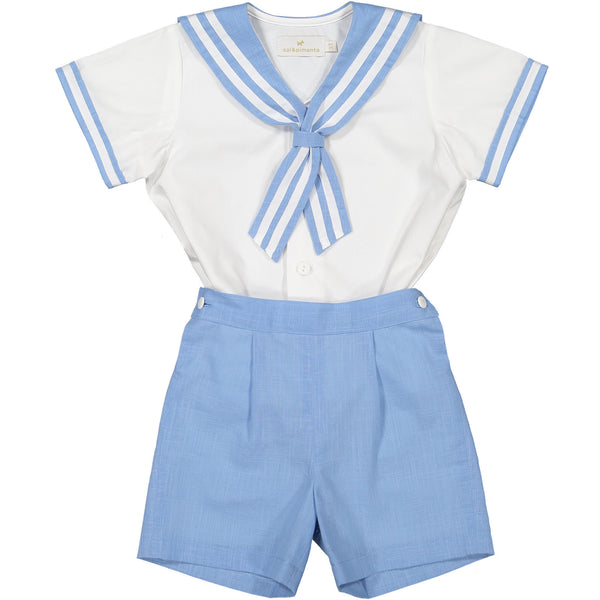 Ocean Blue Linen Boy Set