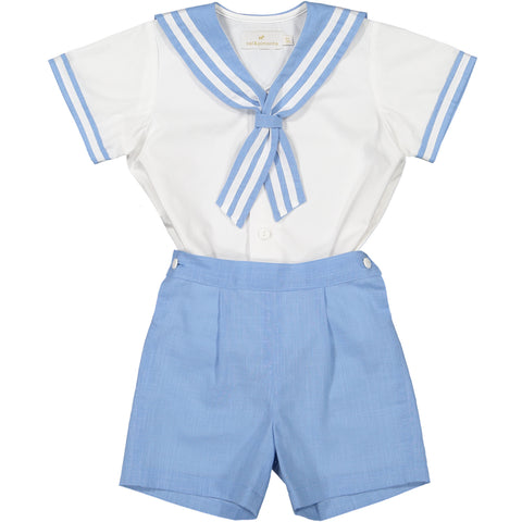 Ocean Blue Linen Boy Set