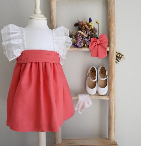 Coral Linen Dress