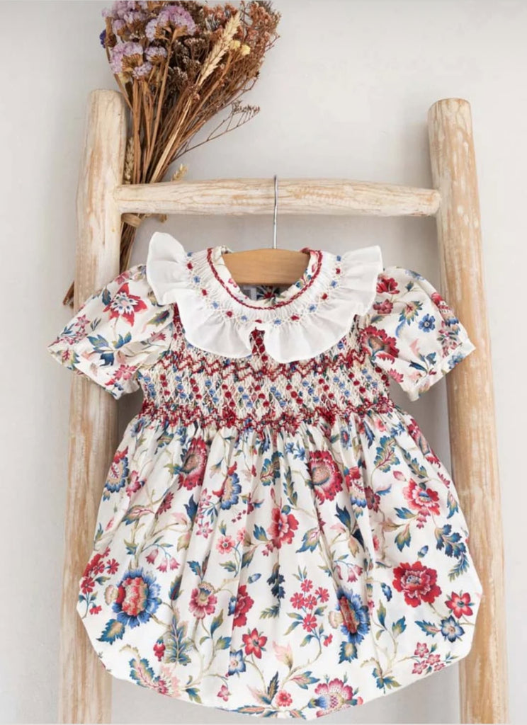 Amelia handsmocked Liberty floral romper -PREORDER