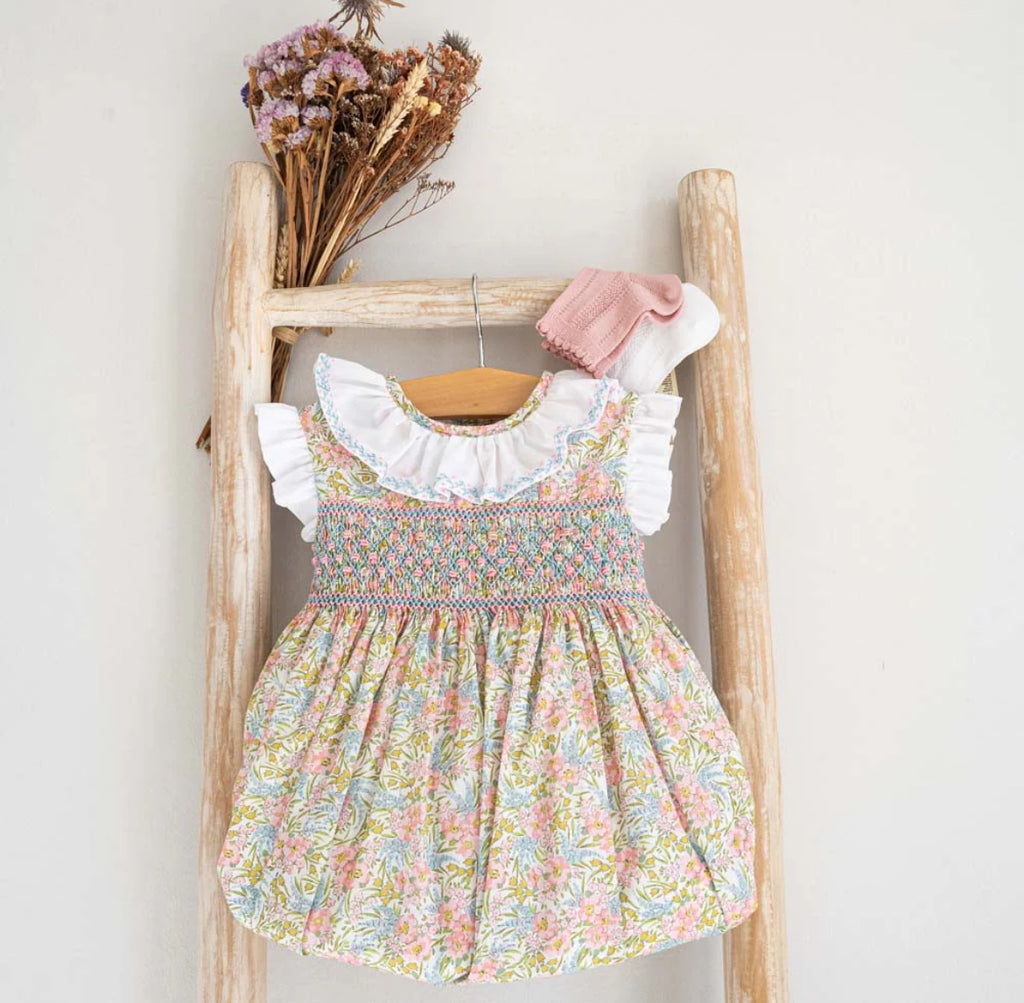 Alice handsmocked Liberty floral romper -PREORDER