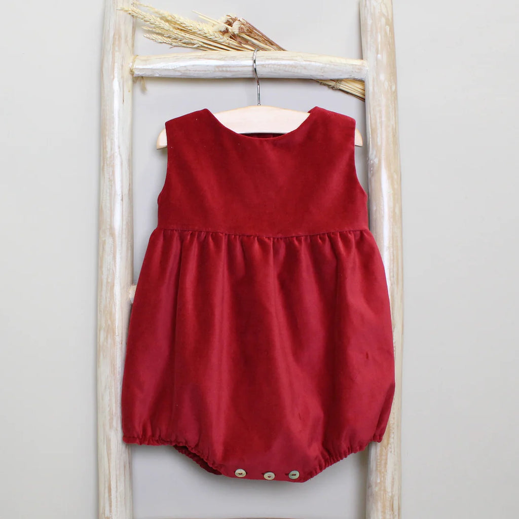 Oliver burgundy velvet romper