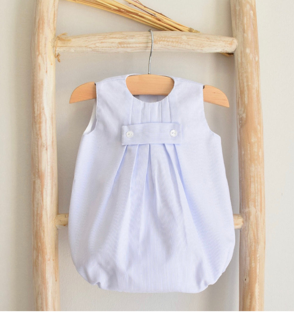 Piquet romper in light blue with stripes