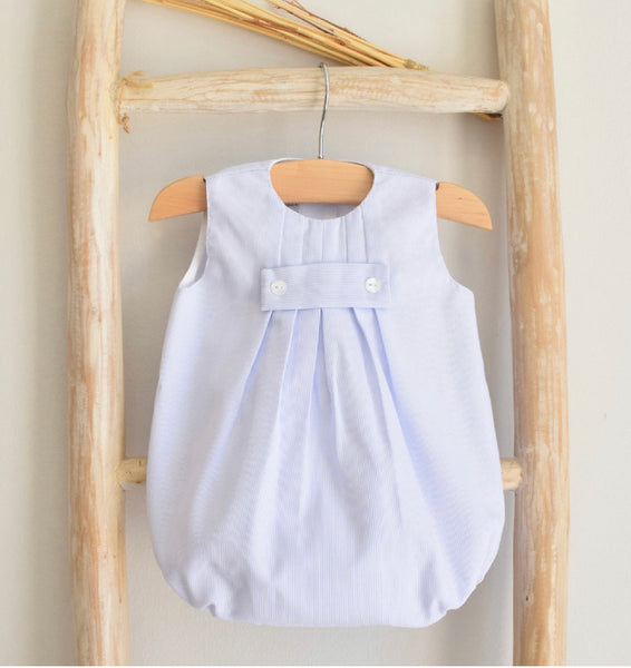 Piquet romper in light blue with stripes