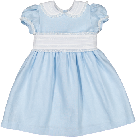 Blue linen classic dress