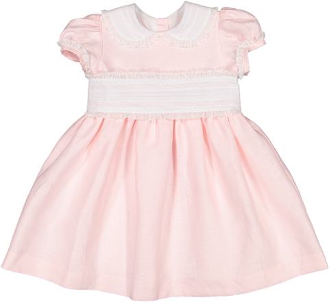 Pink linen classic dress