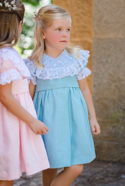 Linen Turquoise Crossed Dress