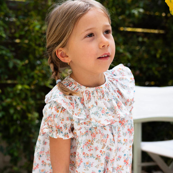 Cora Floral Dress with smocked collar