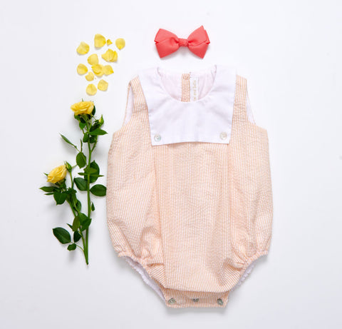 Peach Seersucker Romper