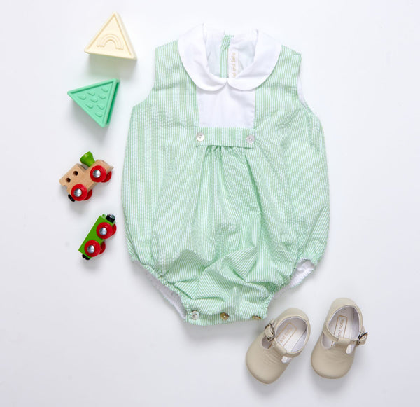 Mint Seersucker Romper
