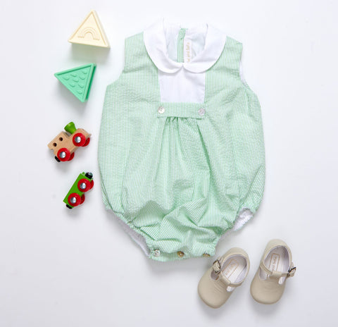 Mint Seersucker Romper