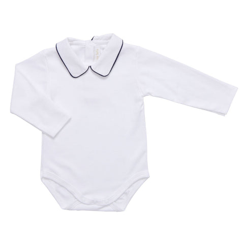 Classic white bodyvest with navy piping