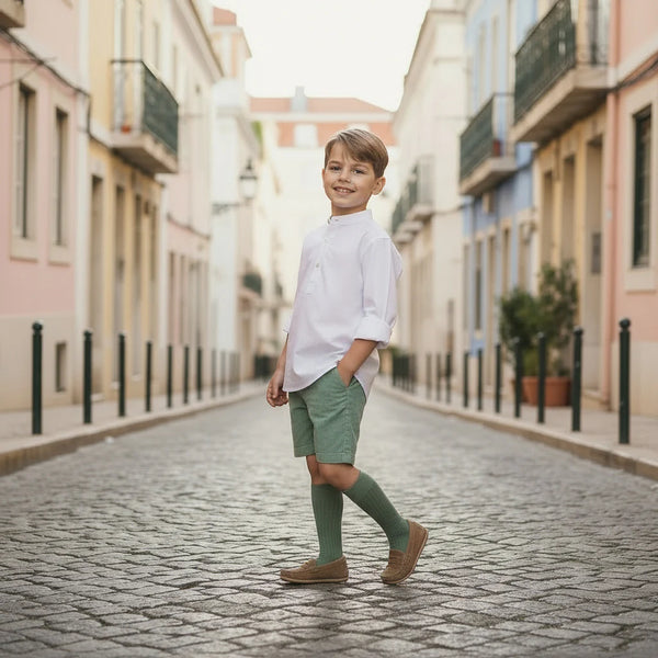 Green corduroy shorts