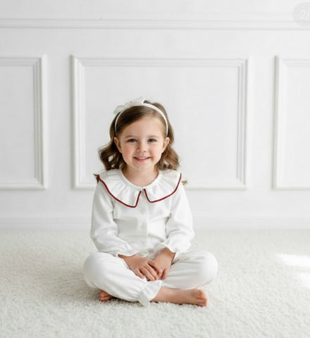 Girl pyjama with burgundy trim