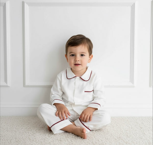 Boy pyjama with burgundy trim