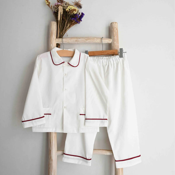 Boy pyjama with burgundy trim