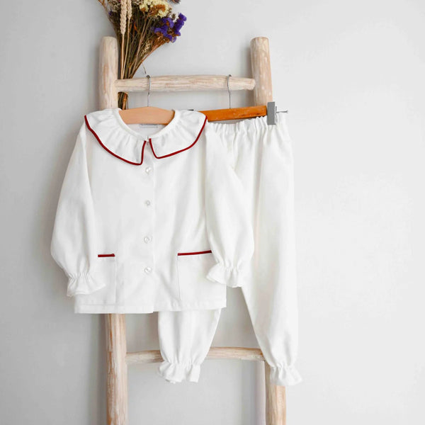 Girl pyjama with burgundy trim