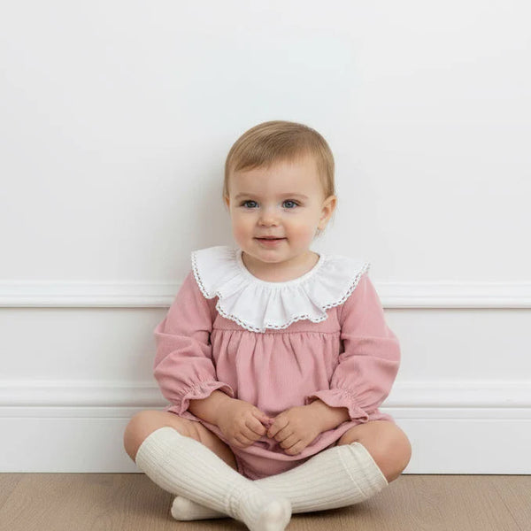 Rose corduroy romper