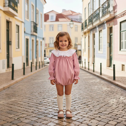 Rose corduroy romper