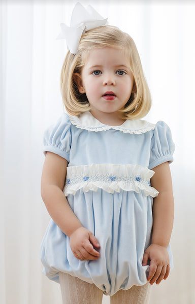 Pastel Blue Velvet Romper