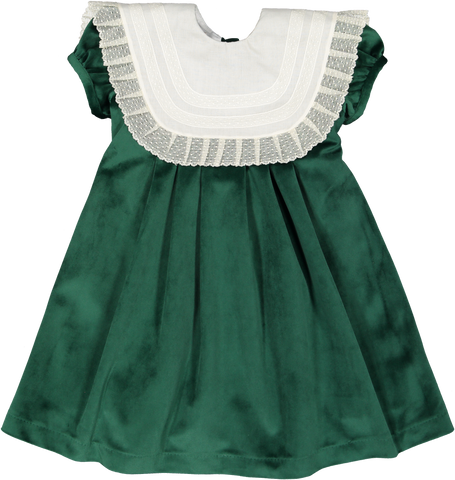 Lace Emerald Green Velvet Dress