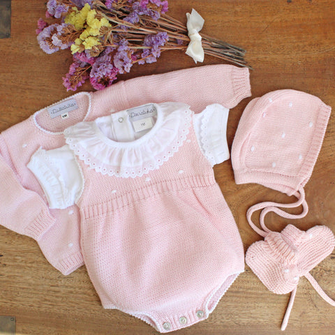 Baby cotton knitted set in pink